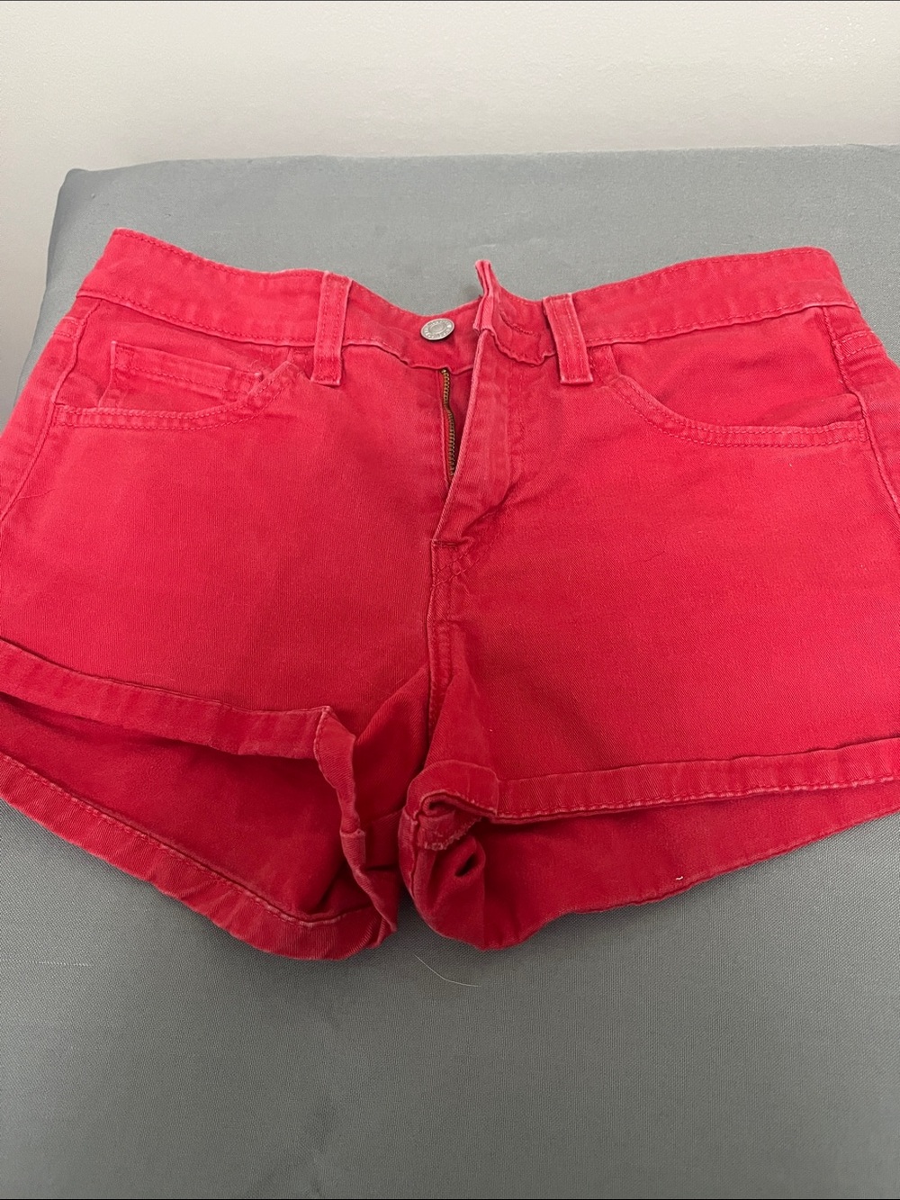 Levi's Bright Red Denim Cutoff Shorts